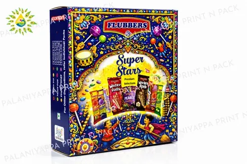 A printed gift carton with a star-shaped window